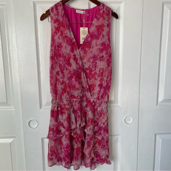 New with Tags Ramy Brook Pink Flowy "Meyer" Print Dress. Large. - Picture 5 of 5